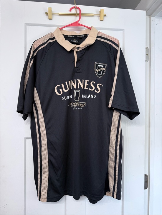 Guinness Other - Vintage Guinness Black Polo with Tan Trim and Logo 2XL